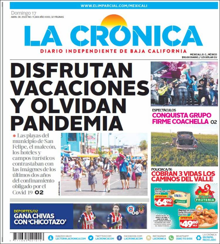 Portada de La Crónica de Baja California (México)