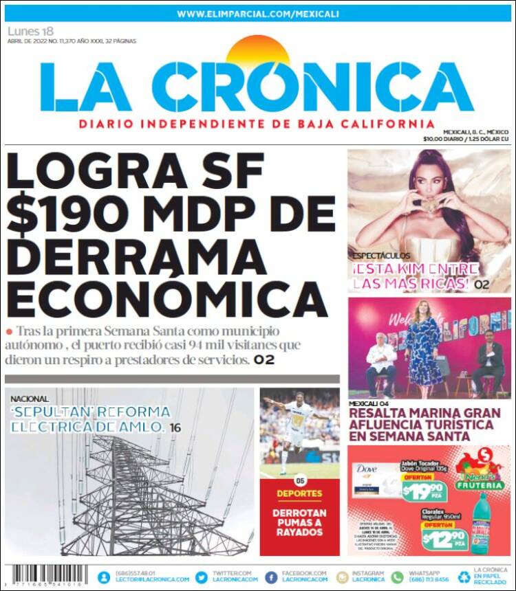Portada de La Crónica de Baja California (México)