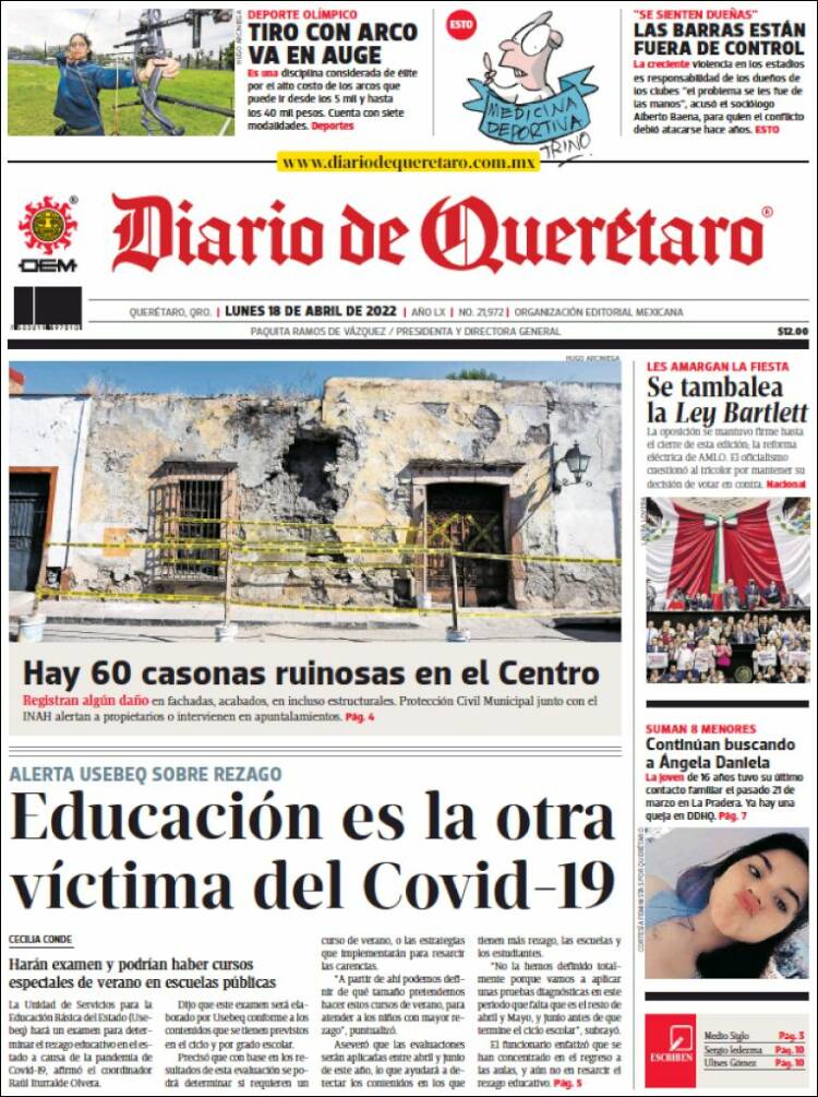 Portada de Diario de Querétaro (México)