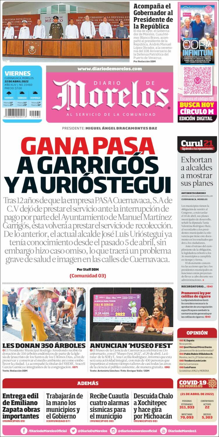 Portada de Diario de Morelos (México)