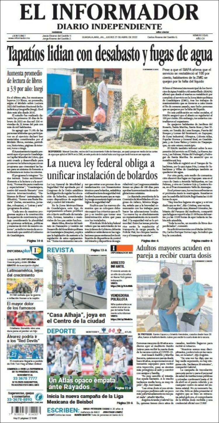 Portada de El Informador (México)