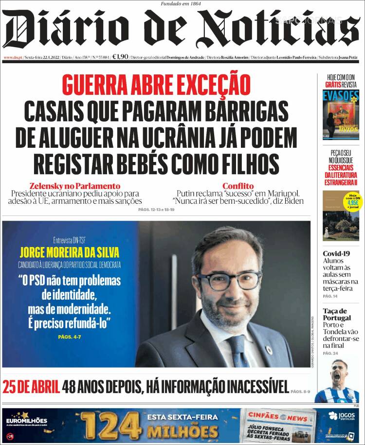 Portada de Diário de Noticias (Portugal)