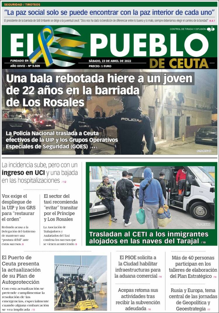 Portada de El Pueblo de Ceuta (España)