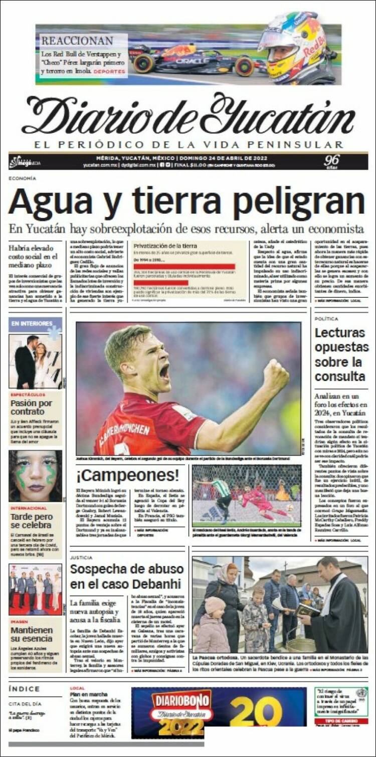 Portada de Diario de Yucatán (México)