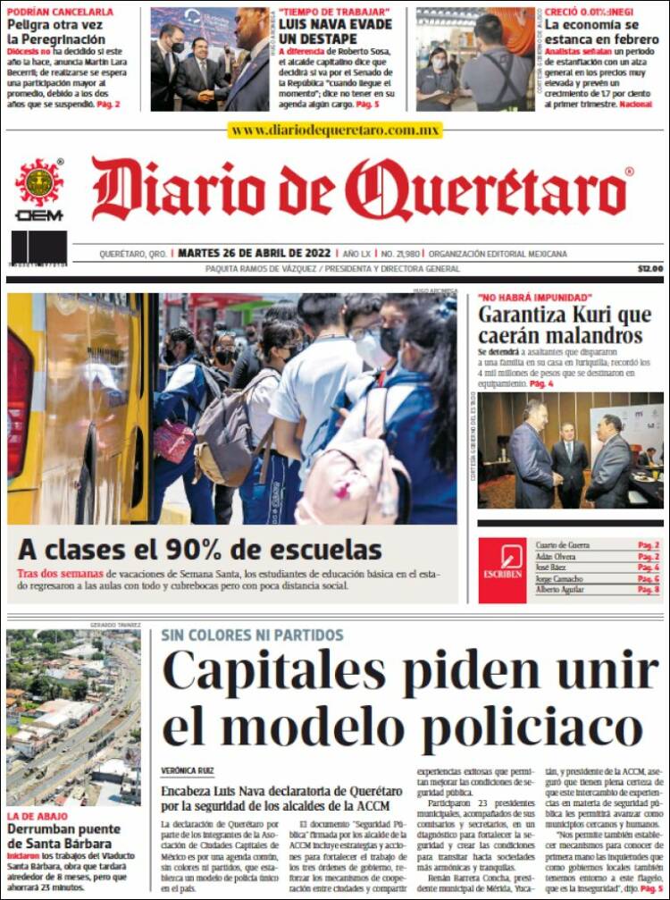 Portada de Diario de Querétaro (México)