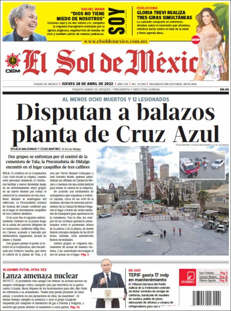 Portada de El Sol de México (México)