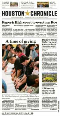 Portada de Houston Chronicle (USA)