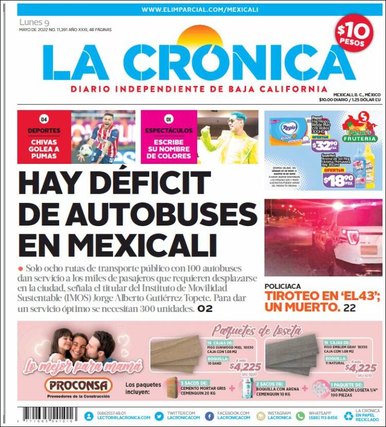 Portada de La Crónica de Baja California (México)