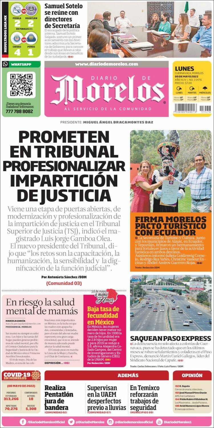Portada de Diario de Morelos (México)