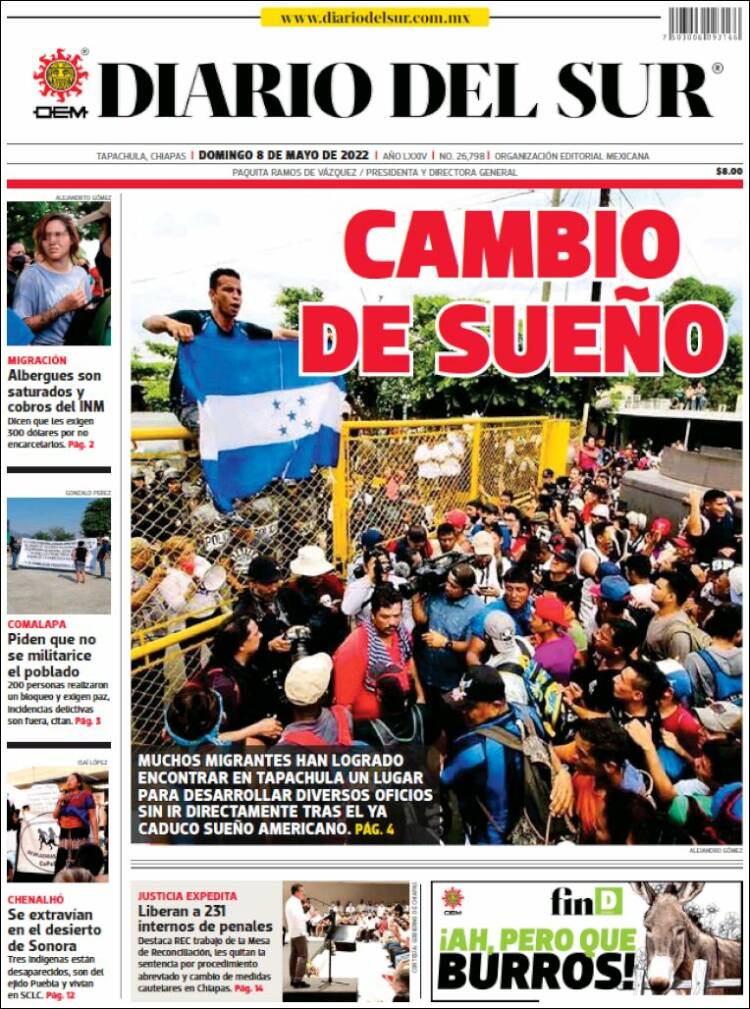 Portada de El Diario del Sur (México)