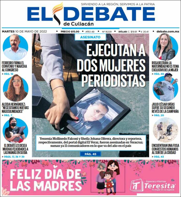 Portada de El Debate de Culiacán (México)