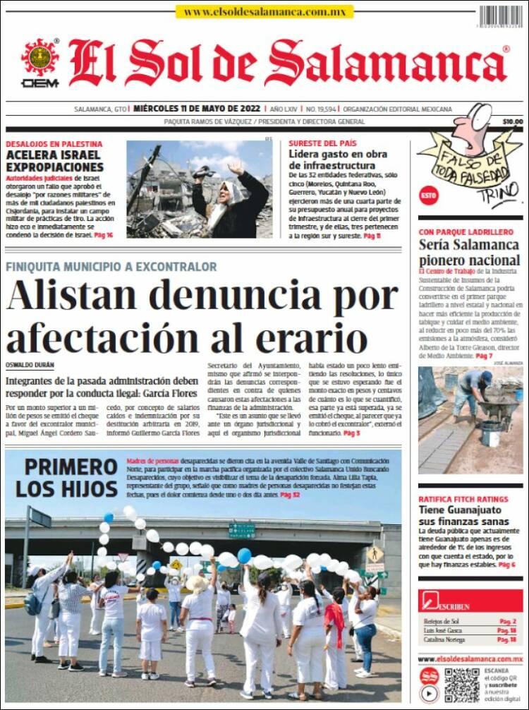 Portada de El Sol de Salamanca (México)