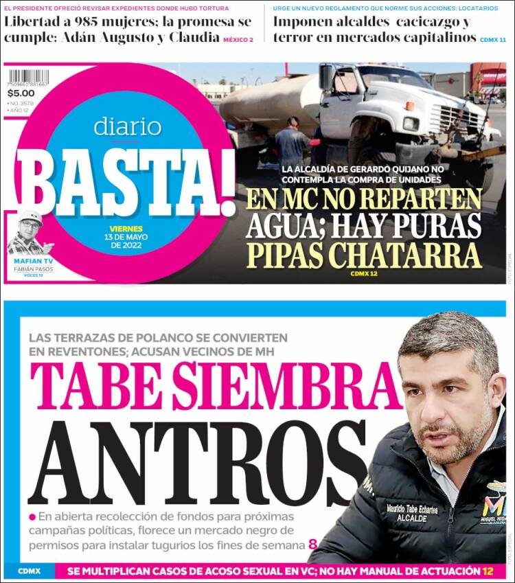 Portada de Diario Basta (México)