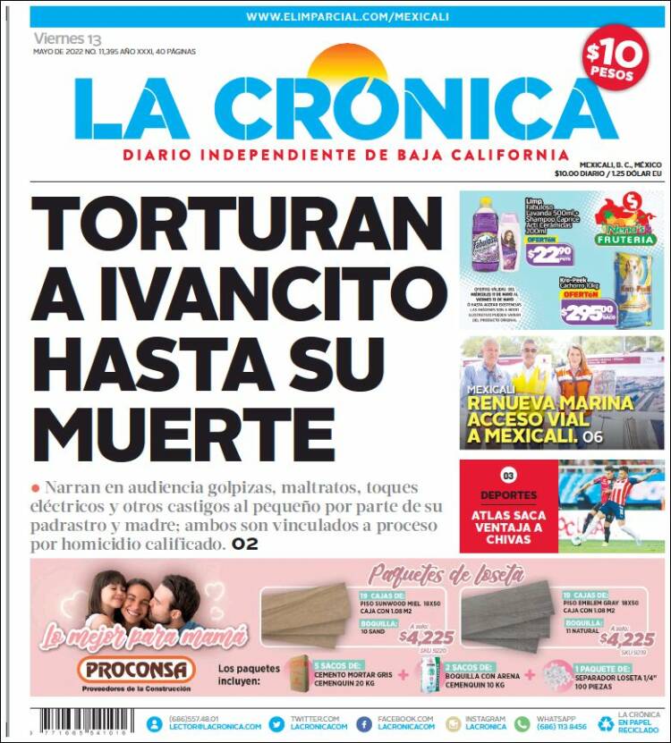 Portada de La Crónica de Baja California (México)