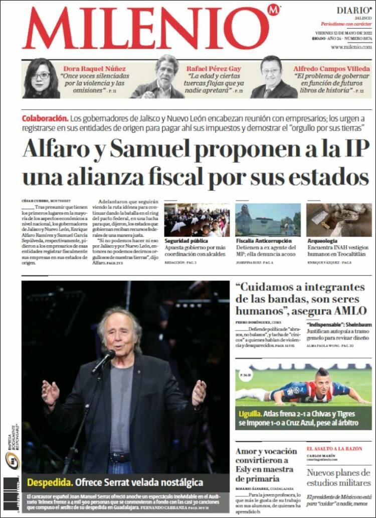 Portada de Milenio - Jalisco (México)