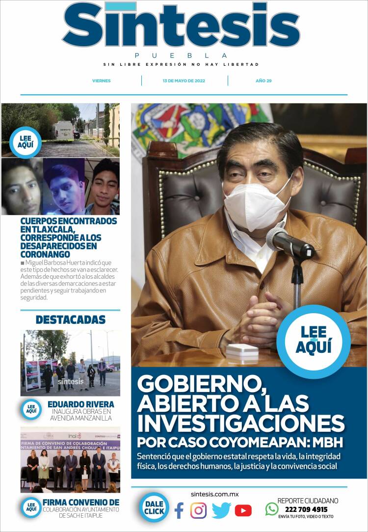 Portada de Síntesis - Puebla (México)