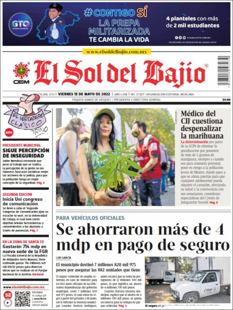 Portada de El Sol del Bajio (México)