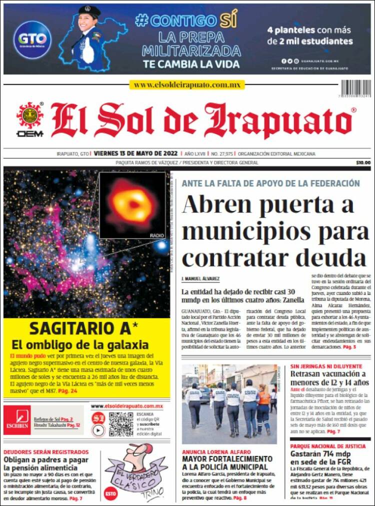 Portada de El Sol de Irapuato (México)