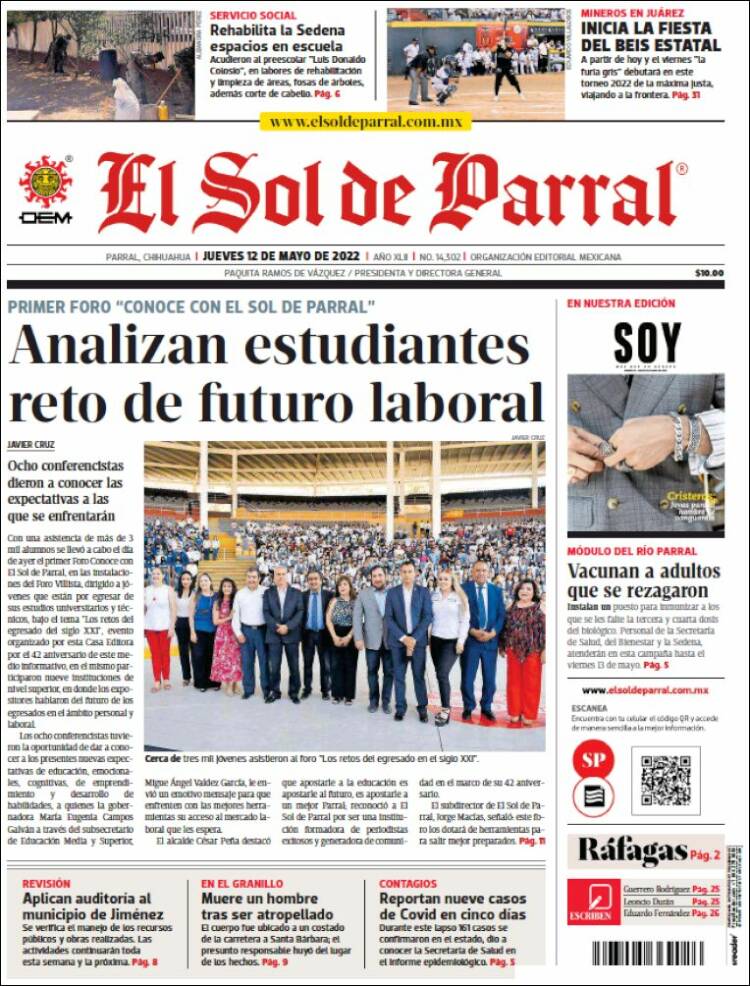 Portada de El Sol de Parral (México)
