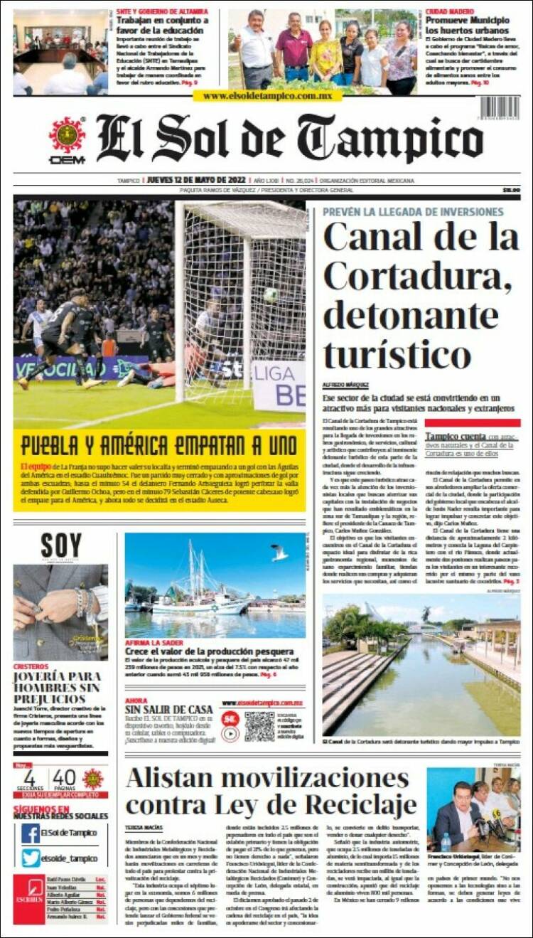 Portada de El Sol de Tampico (México)