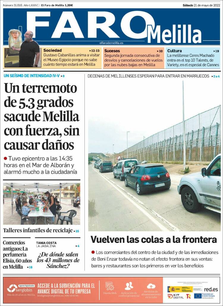 Portada de El Faro de Melilla (España)
