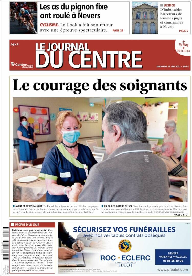 Portada de Le Journal du Centre (Francia)