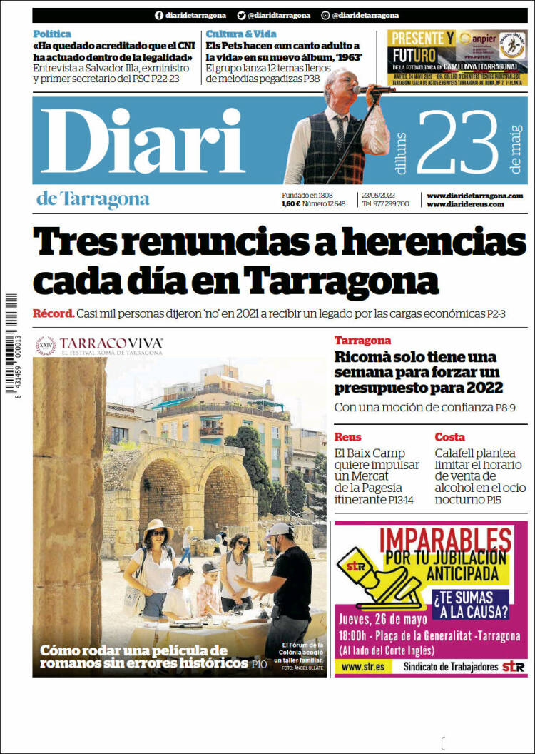 Portada de Diari de Tarragona (España)