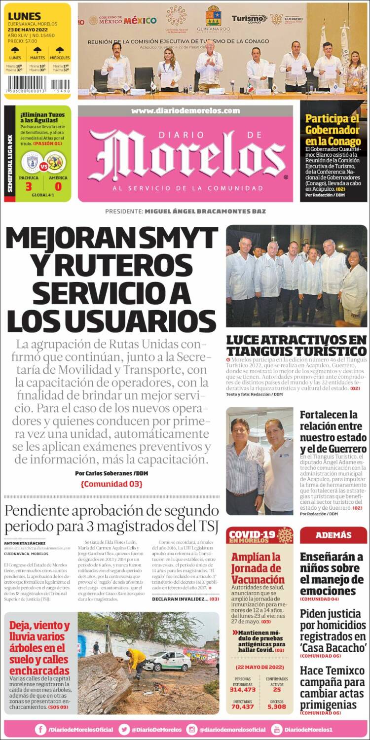 Portada de Diario de Morelos (México)