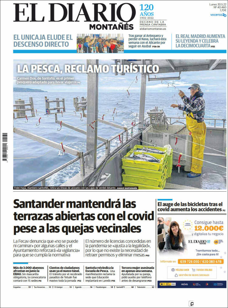 Portada de El Diario Montañés (España)