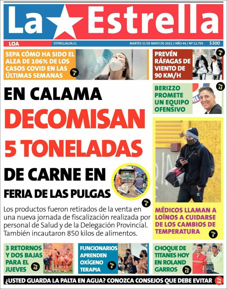 Portada de La Estrella de Loa (Chile)