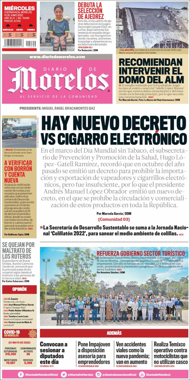 Portada de Diario de Morelos (México)