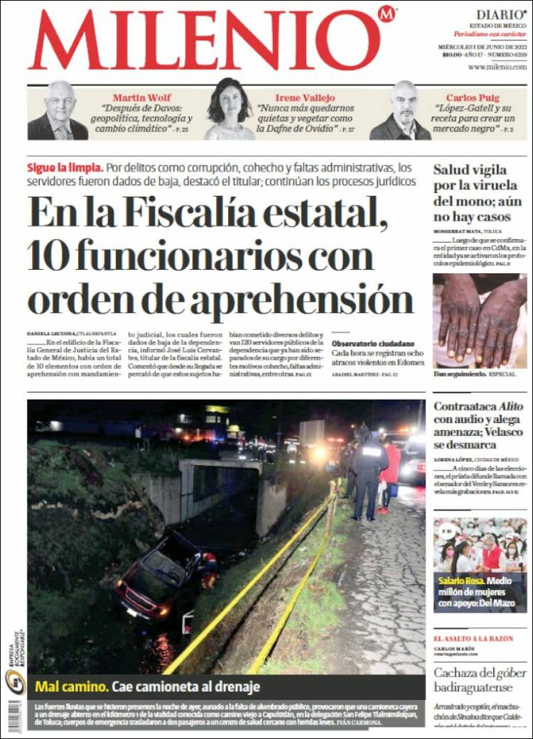 Portada de Milenio - Estado de México (México)