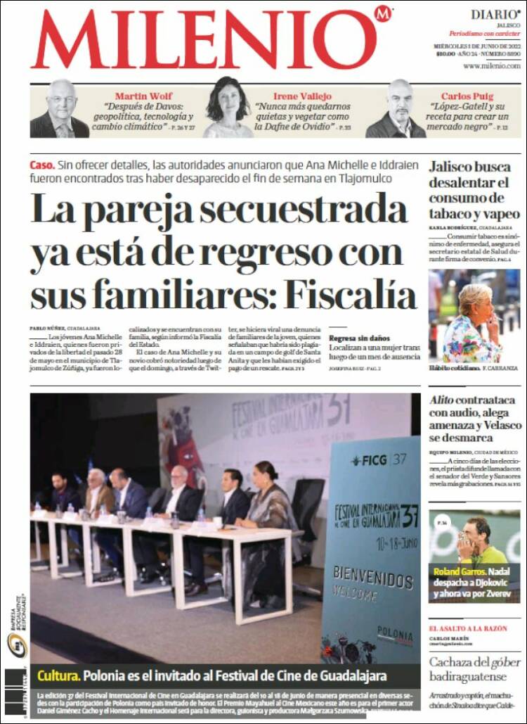 Portada de Milenio - Jalisco (México)