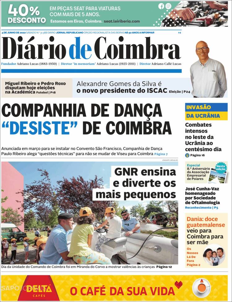 Portada de Diário de Coimbra (Portugal)