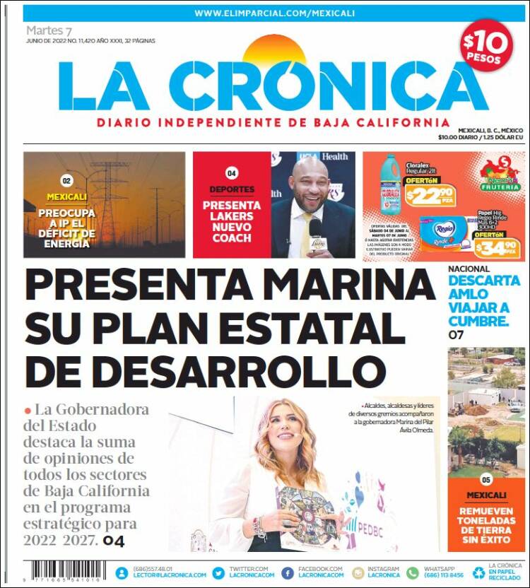 Portada de La Crónica de Baja California (México)