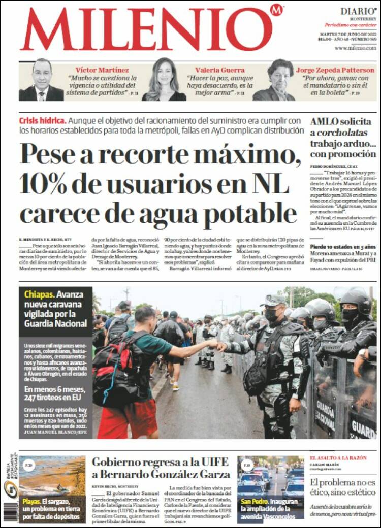 Portada de Milenio de Monterrey (México)
