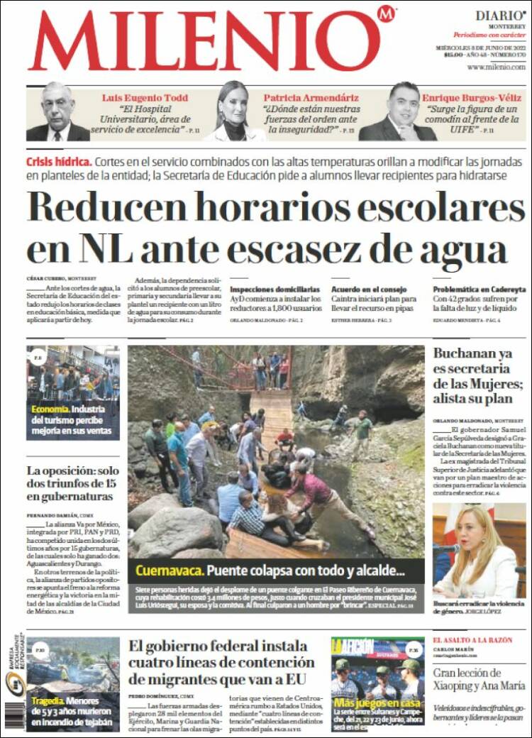 Portada de Milenio de Monterrey (México)