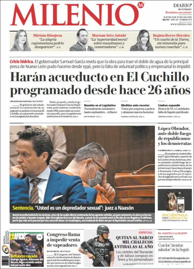 Portada de Milenio de Monterrey (Mexique)