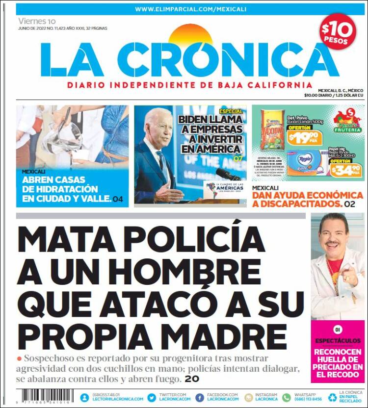 Portada de La Crónica de Baja California (México)