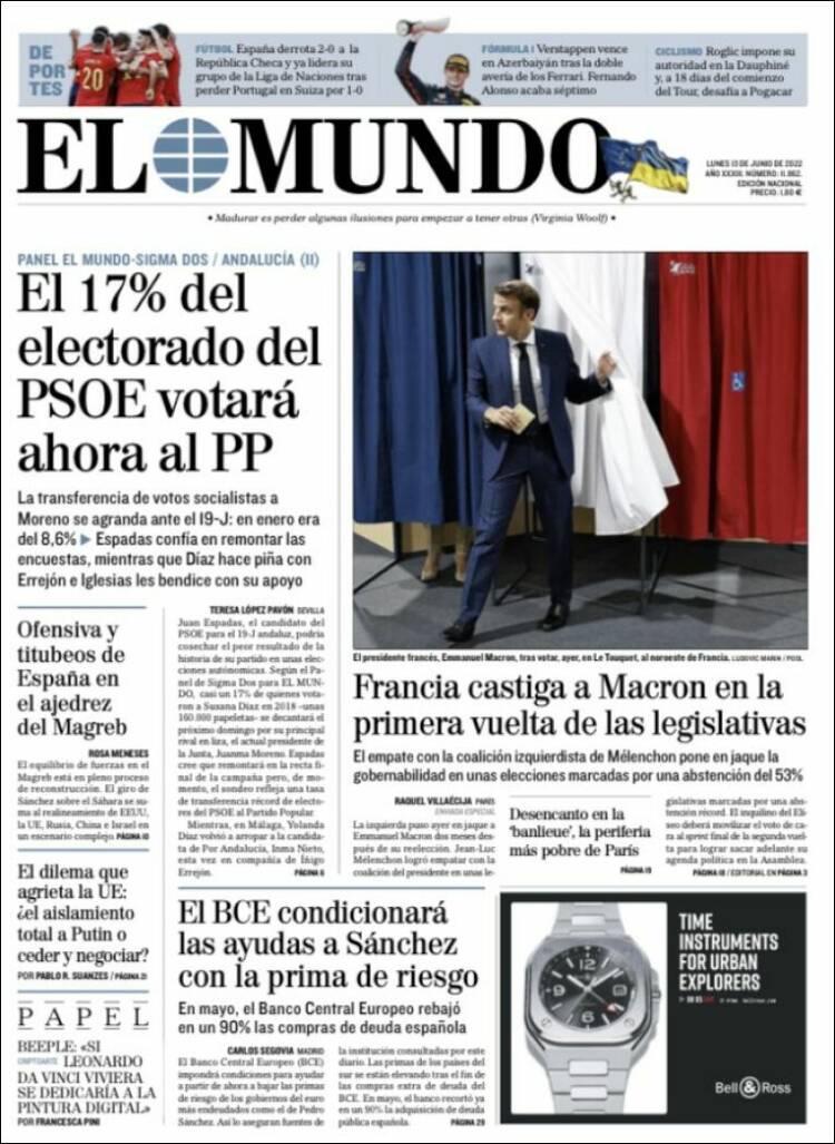 Portada de El Mundo (España)