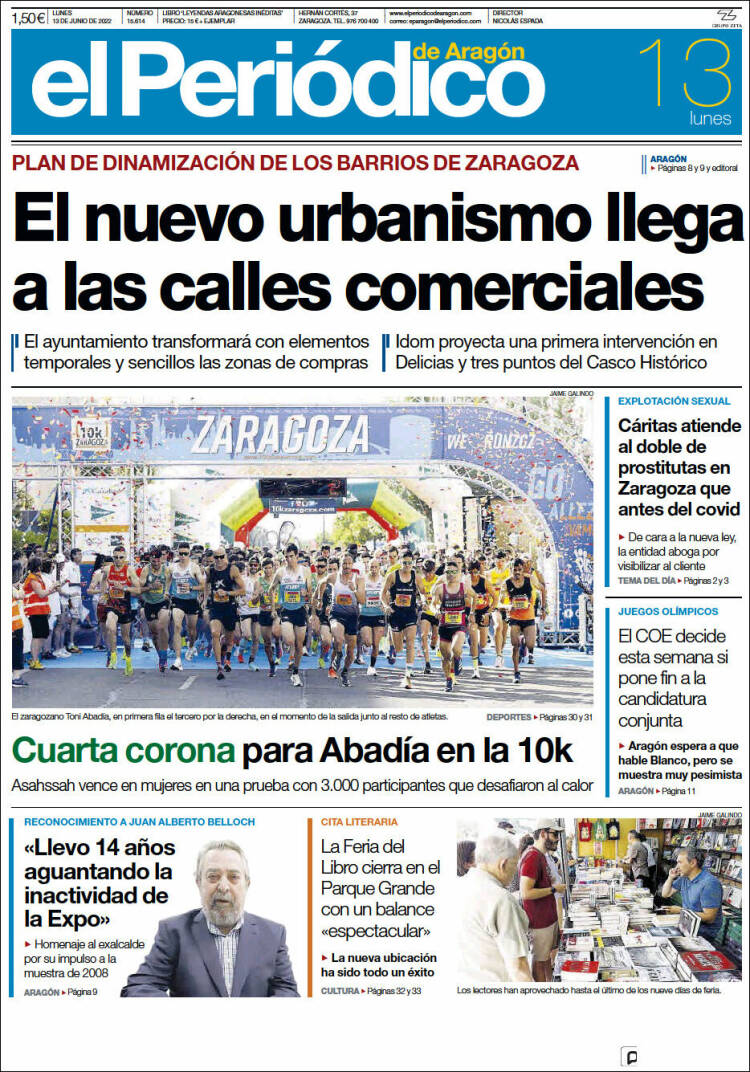 Portada de El Periódico de Aragón (Spain)