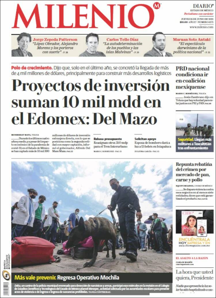 Portada de Milenio - Estado de México (México)