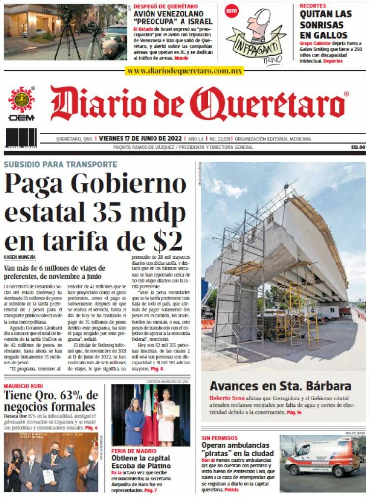 Portada de Diario de Querétaro (México)