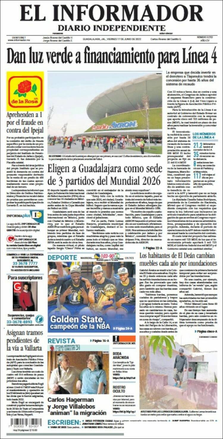 Portada de El Informador (México)