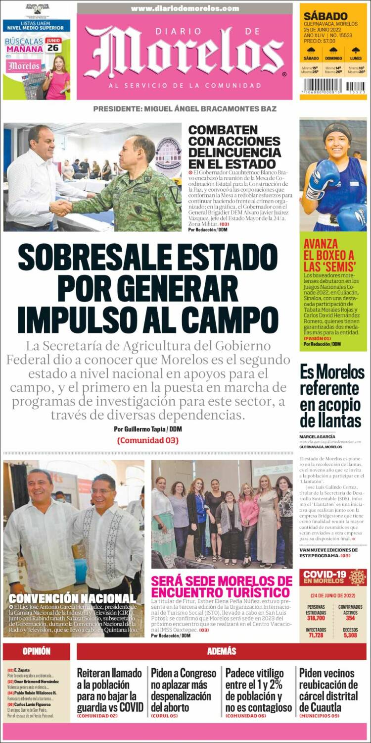 Portada de Diario de Morelos (México)