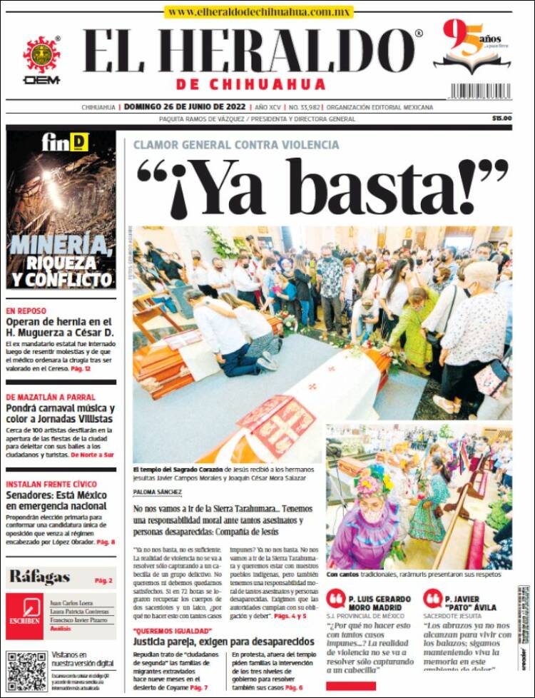 Portada de El Heraldo de Chihuahua (México)