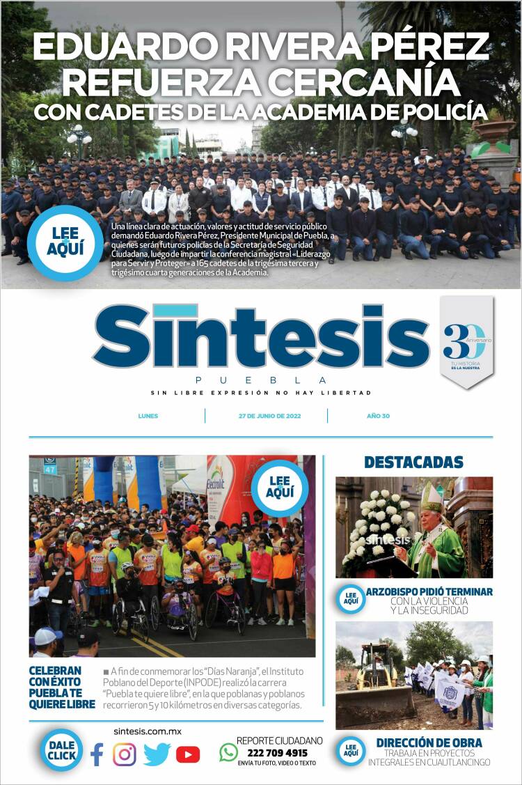 Portada de Síntesis - Puebla (México)