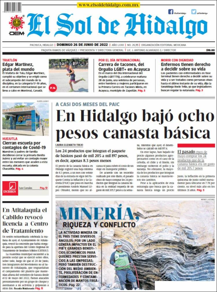 Portada de El Sol de Hidalgo (México)