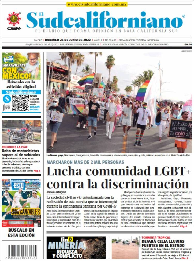 Portada de El Sudcaliforniano (México)