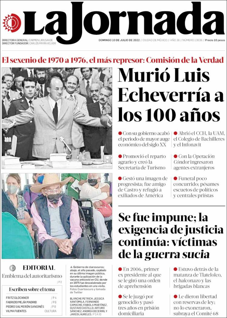 Portada de La Jornada (México)